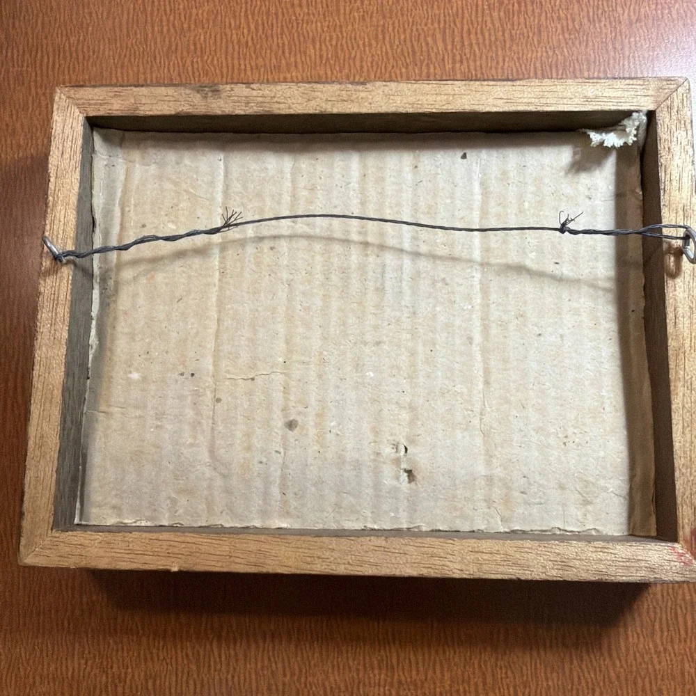 Vtg Framed Crewel 1970's 